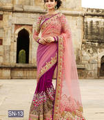 Light pink embroidered georgette saree with blouse