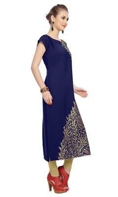 blue printed crepe stitched kurti 2