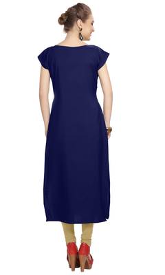 blue printed crepe stitched kurti 3