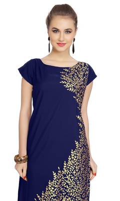 blue printed crepe stitched kurti 4