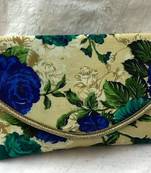 Multicolour raw silk printed clutches