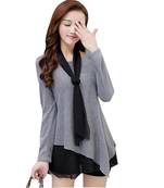 Grey plain rayon short-kurtis