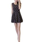 Black printed crepe short-kurtis