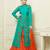 Blue embroidered cotton unstitched salwar with dupatta