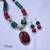 Red and green Necklace Set with Pendent