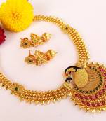 Royal multicolor kemp peacock necklace with jhumkas