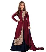Maroon Dori Embroidery Banglori Silk indo Western Style ReadyMade Kids Wear