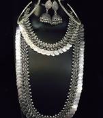 Black metal Long Haram necklaces , Bangels and earring oxodised silver strand necklace for women