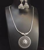 Black metal necklaces and earring oxodised silver strand necklace for women