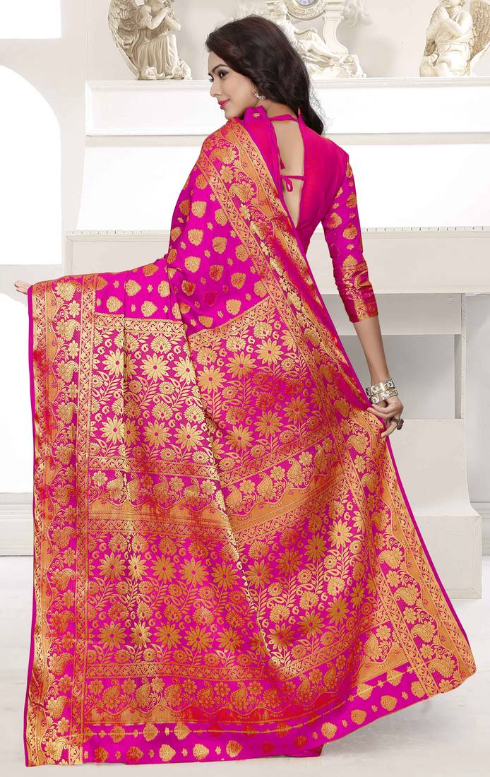 hot pink banarasi saree