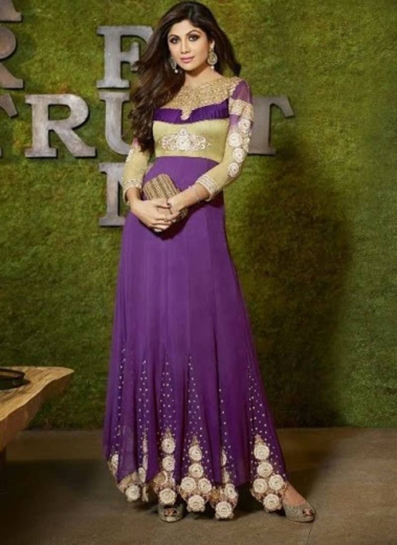 Shilpa shetty amazing purple anarkali attire FABIONA 242042