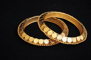Gold Tone Coin Bangles 1