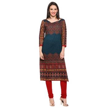 Multicolorcolor printed cotton stitched kurti 1