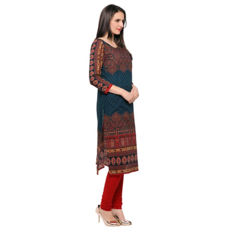 Multicolorcolor printed cotton stitched kurti