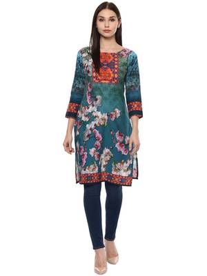 Multicolorcolor printed cotton stitched kurti 1