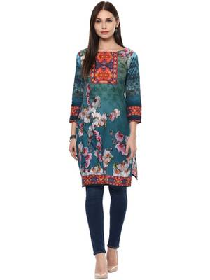 Multicolorcolor printed cotton stitched kurti 2