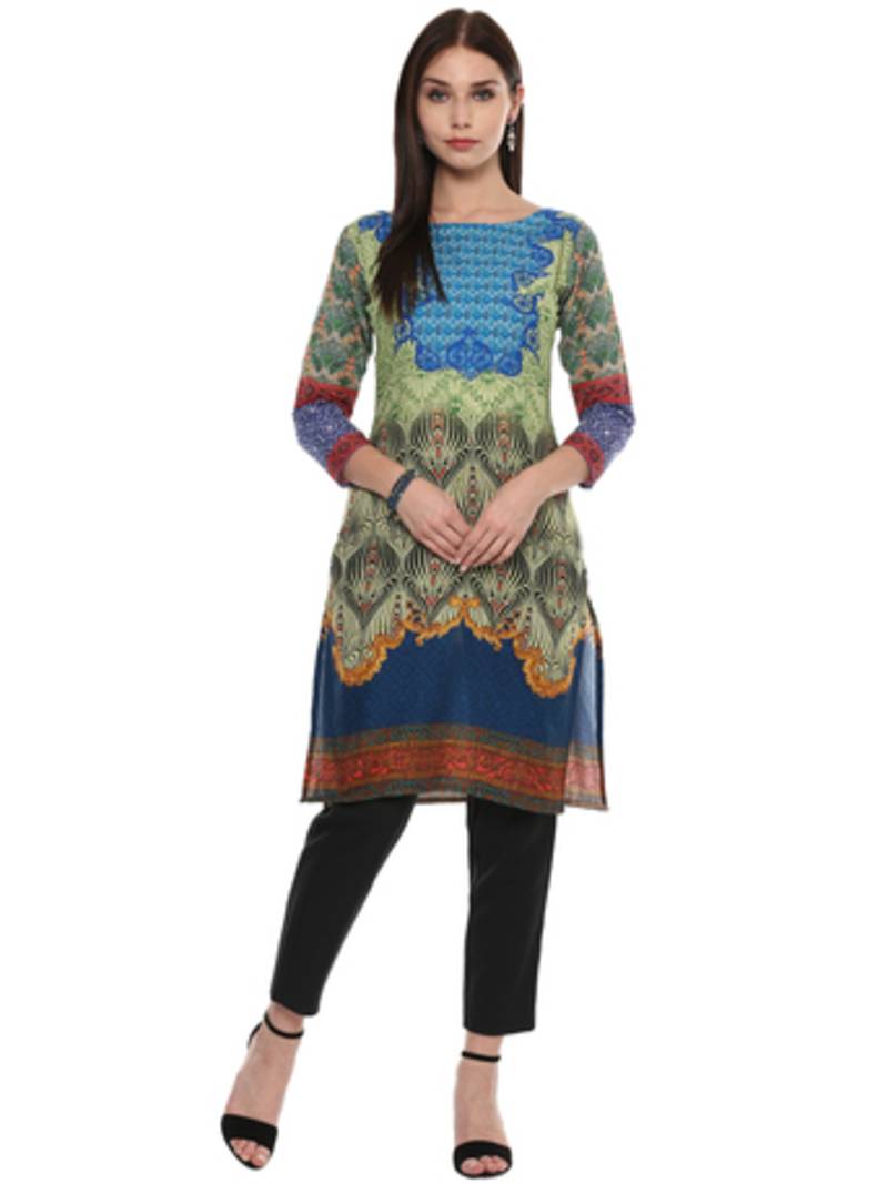Multicolorcolor printed cotton stitched kurti