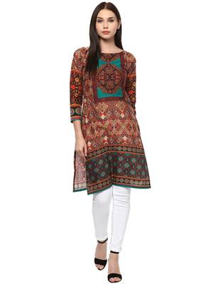 Multicolorcolor printed cotton stitched kurti 1