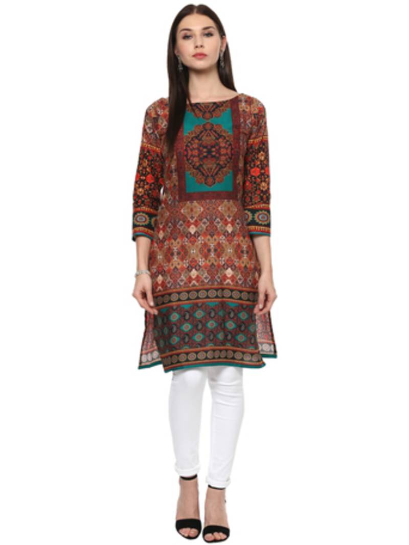 Multicolorcolor printed cotton stitched kurti