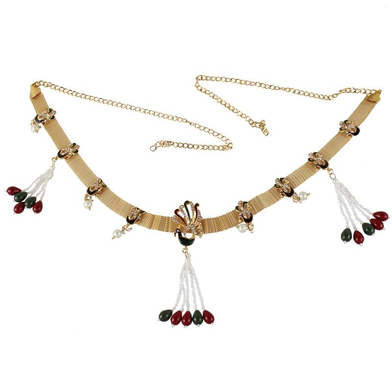 Peacock style Enmale Pearl Mesh Design Gold Plted Kamarband Saree