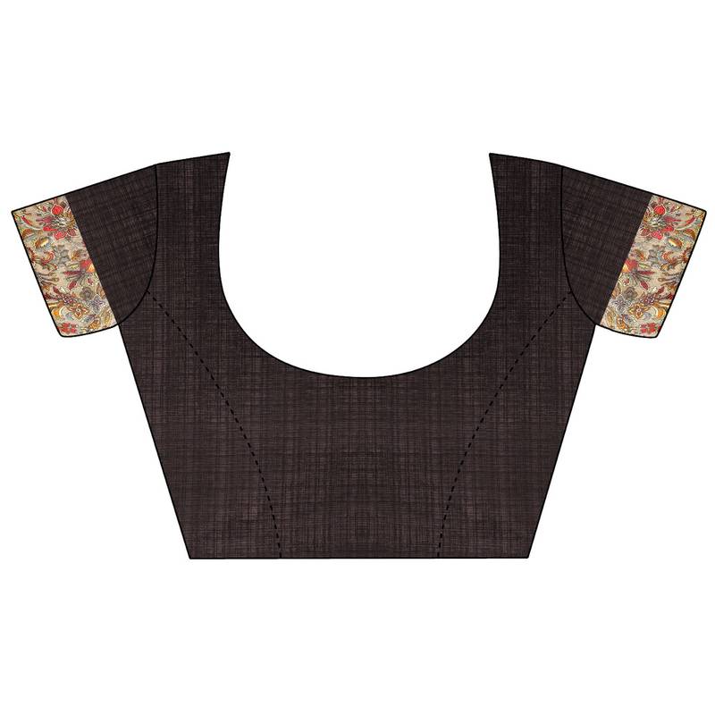 Copper plain semi tussar silk saree with blouse