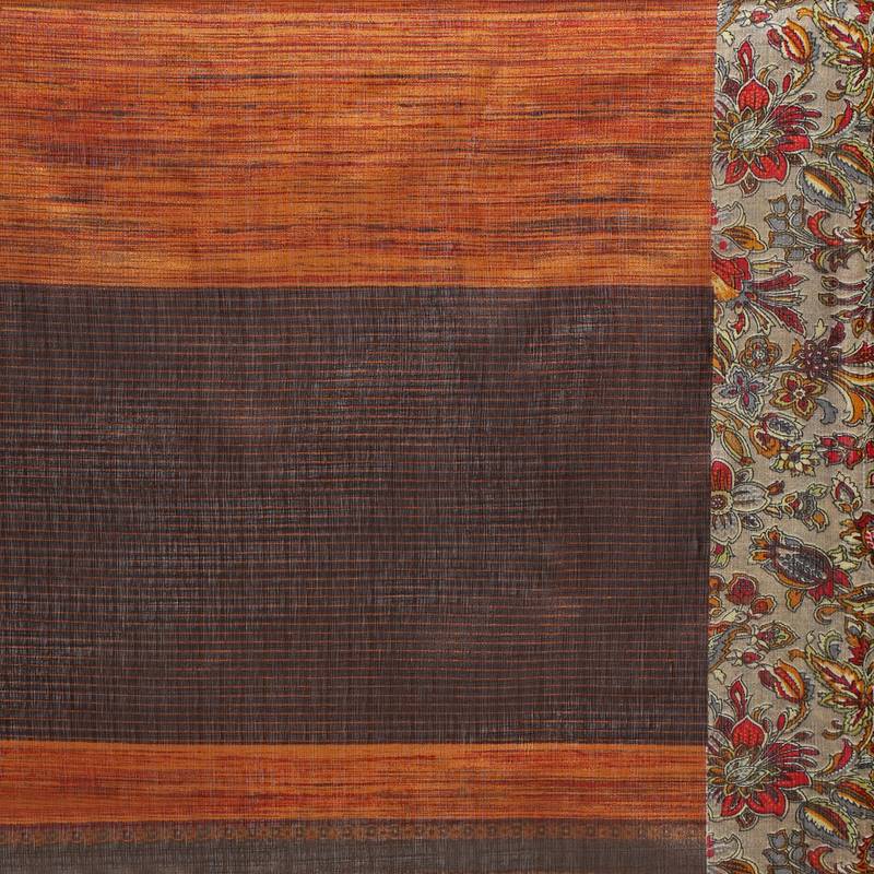 Copper plain semi tussar silk saree with blouse