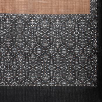 Brown printed tussar silk saree with blouse 5
