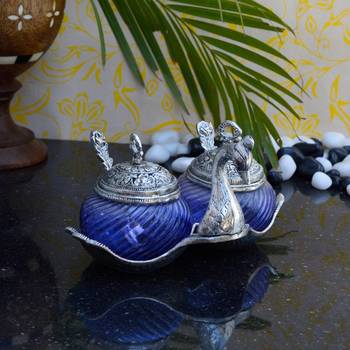 eCraftIndia Crystal Mouth Freshner Container with 2 Spoons 1