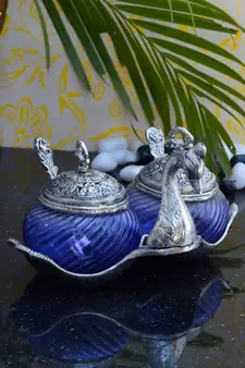 eCraftIndia Crystal Mouth Freshner Container with 2 Spoons