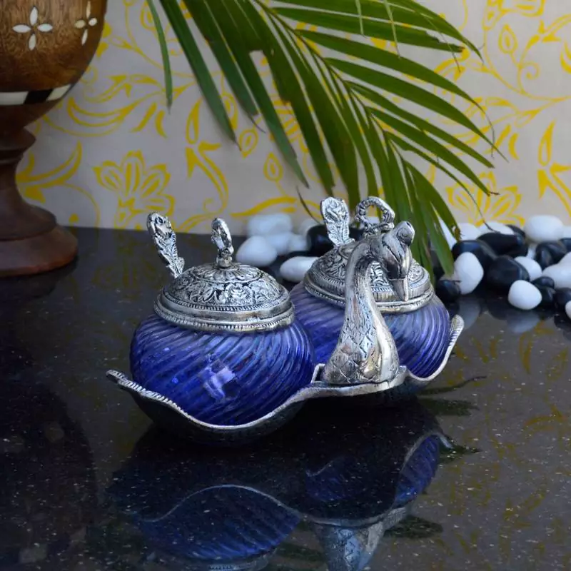 eCraftIndia Crystal Mouth Freshner Container with 2 Spoons