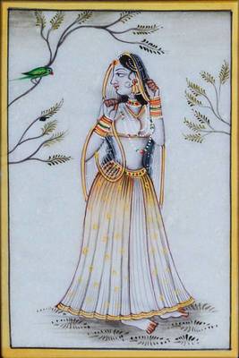 eCraftIndia Ragini Marble Painting with Parrot 1