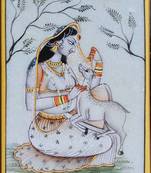 eCraftIndia Ragini Marble Painting playing with Calf