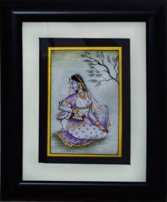 eCraftIndia Gorgeous Ragini Painting with Swan (Wooden Framed) 1