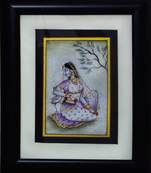 eCraftIndia Gorgeous Ragini Painting with Swan (Wooden Framed)