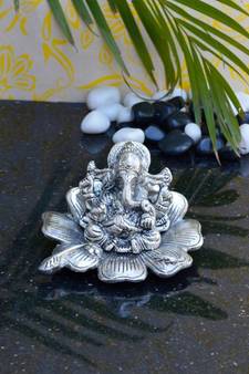 E Craft India Decorative Ganesha Statue Sitting on Flower Artistic Design