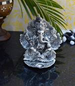 eCraftIndia White Metal Chaturbhuj Lord Ganpati Statue