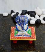 eCraftIndia Glorious Lord Ganesha with Peocock on Marble Chowki