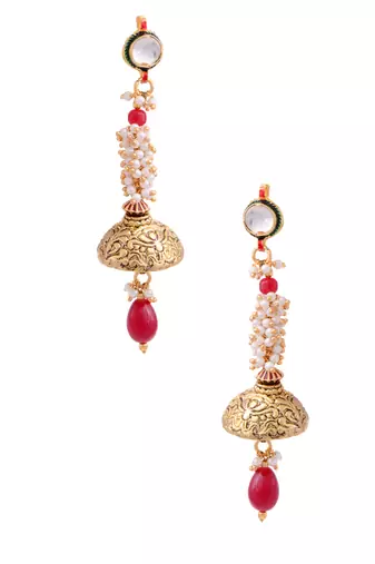 Multicolor pearl jhumkas