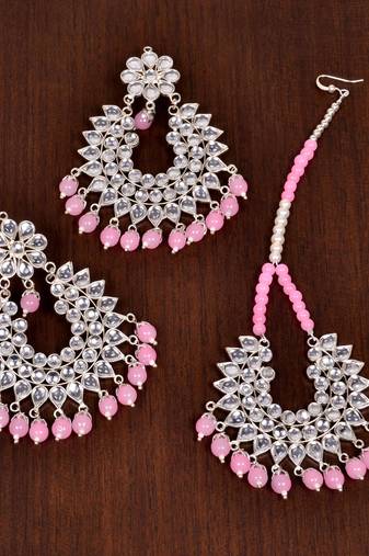 Pink jade danglers-drops