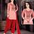 Peach embroidered Cotton unstitched salwar with dupatta
