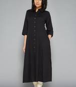 Black plain cotton cotton-kurtis