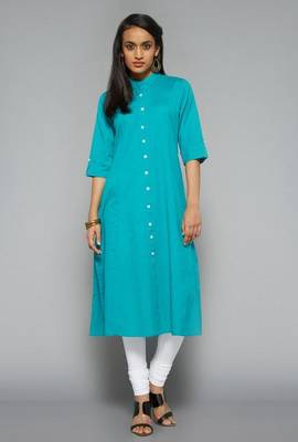 Blue plain cotton kurtis 1
