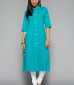 Blue plain cotton kurtis