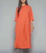 Orange plain cotton kurtis
