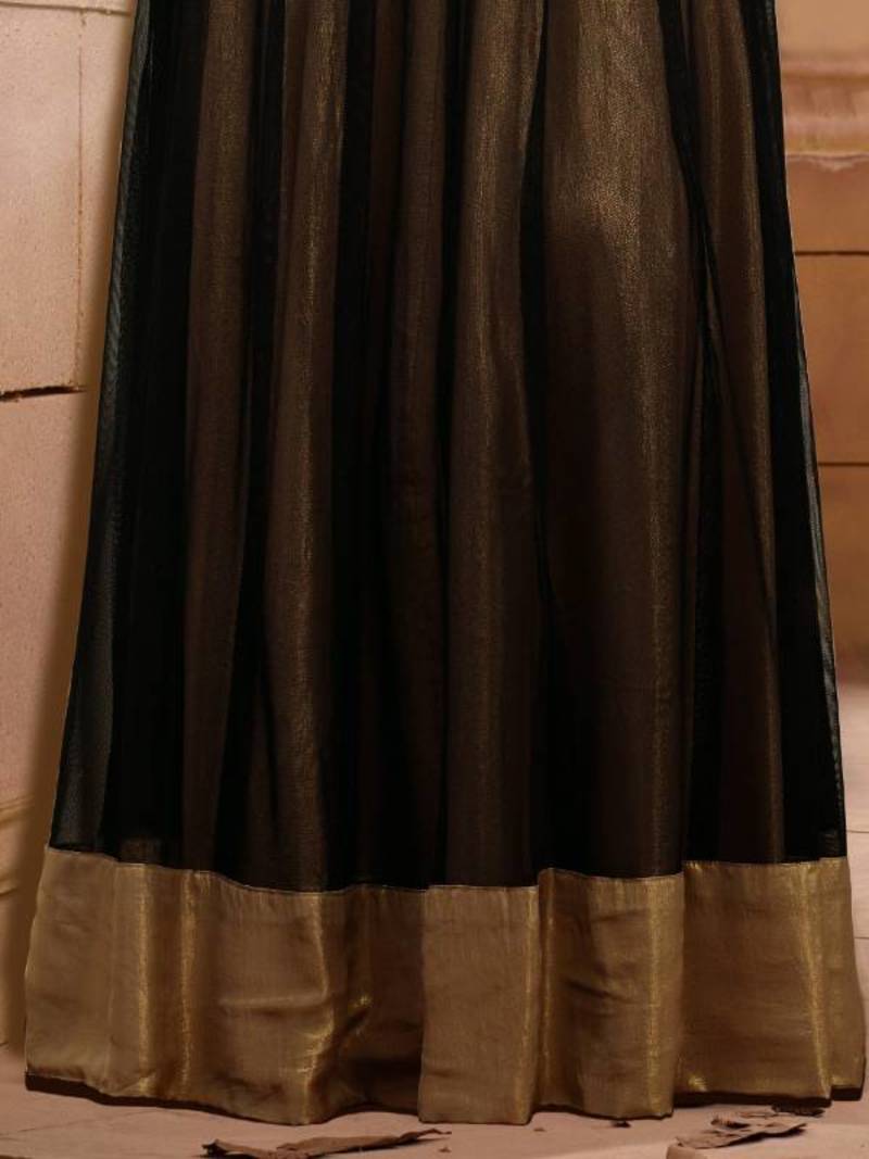 Zareen Khan Black Georgette Semi Stitched Anarkali Salwar suit By Fabfiza