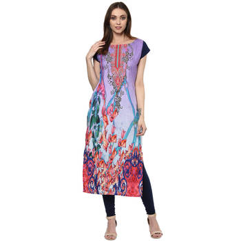 purple faux crepe crepe  stitched kurti 1