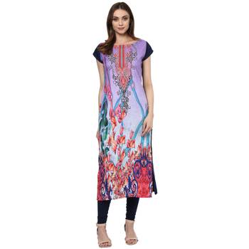 purple faux crepe crepe  stitched kurti 2