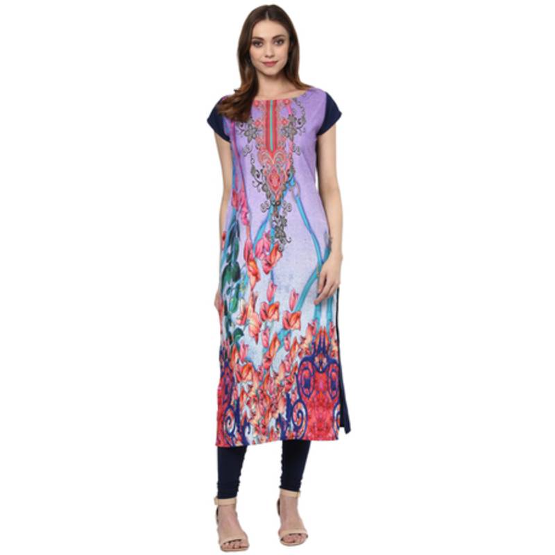 purple faux crepe crepe  stitched kurti