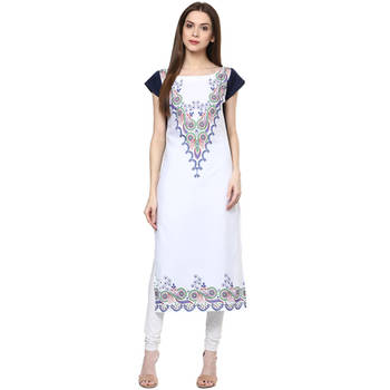 white faux crepe crepe  stitched kurti 1
