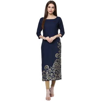 Blue faux crepe crepe  stitched kurti 2